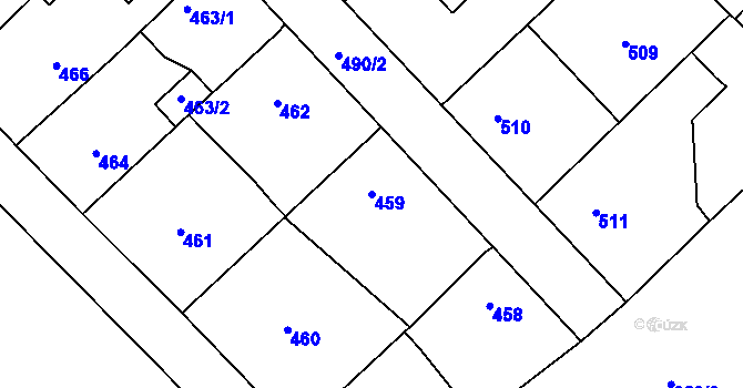 Parcela st. 459 v KÚ Loděnice u Berouna, Katastrální mapa