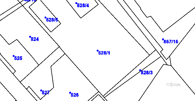 Parcela st. 528/1 v KÚ Loděnice u Berouna, Katastrální mapa