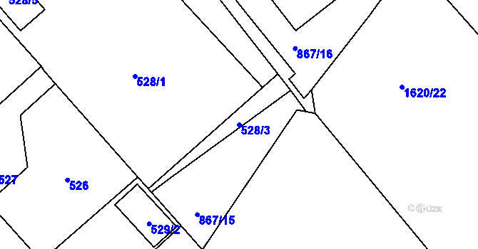 Parcela st. 528/3 v KÚ Loděnice u Berouna, Katastrální mapa