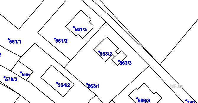 Parcela st. 563/2 v KÚ Loděnice u Berouna, Katastrální mapa