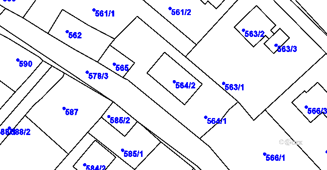 Parcela st. 564 v KÚ Loděnice u Berouna, Katastrální mapa