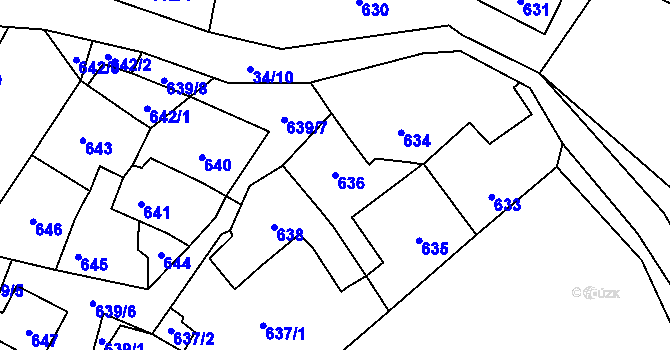 Parcela st. 636 v KÚ Loděnice u Berouna, Katastrální mapa