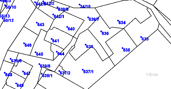 Parcela st. 638 v KÚ Loděnice u Berouna, Katastrální mapa