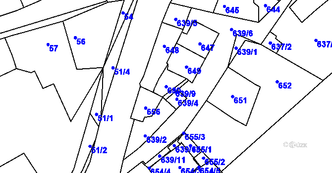Parcela st. 650 v KÚ Loděnice u Berouna, Katastrální mapa