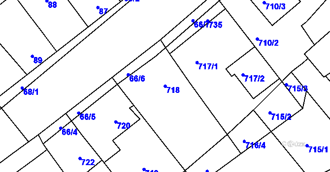 Parcela st. 718 v KÚ Loděnice u Berouna, Katastrální mapa