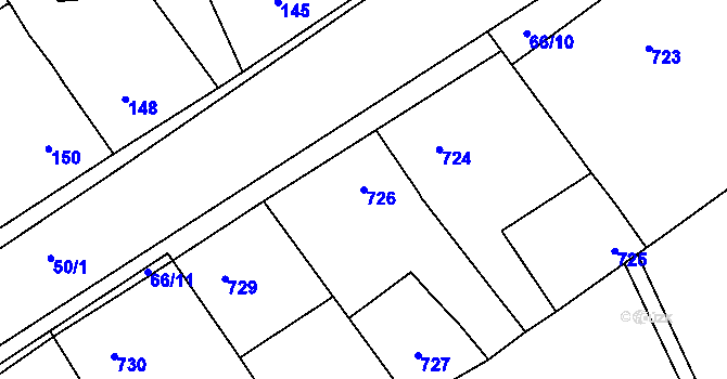 Parcela st. 726 v KÚ Loděnice u Berouna, Katastrální mapa