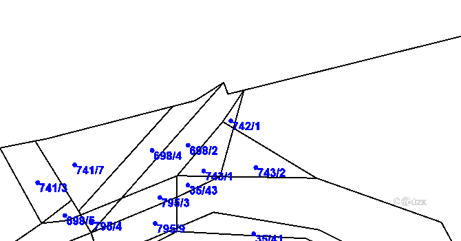 Parcela st. 742/1 v KÚ Loděnice u Berouna, Katastrální mapa
