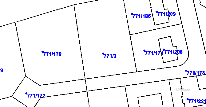 Parcela st. 771/3 v KÚ Loděnice u Berouna, Katastrální mapa
