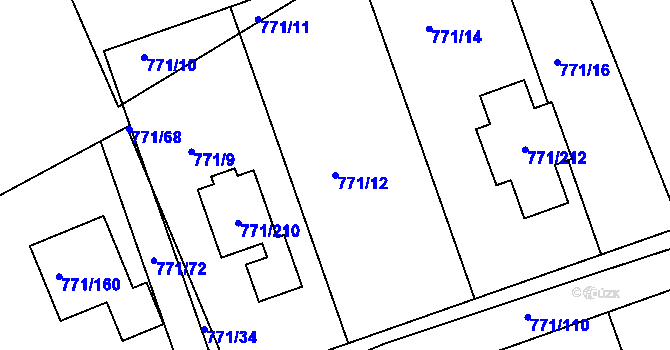 Parcela st. 771/12 v KÚ Loděnice u Berouna, Katastrální mapa