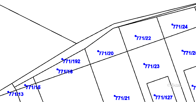 Parcela st. 771/20 v KÚ Loděnice u Berouna, Katastrální mapa