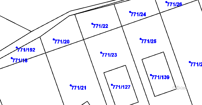 Parcela st. 771/23 v KÚ Loděnice u Berouna, Katastrální mapa