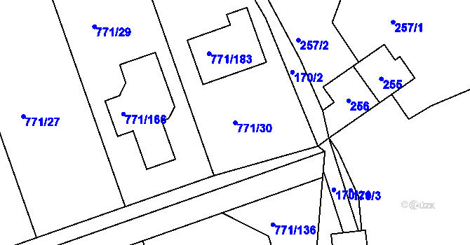 Parcela st. 771/30 v KÚ Loděnice u Berouna, Katastrální mapa