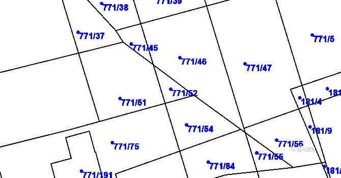 Parcela st. 771/52 v KÚ Loděnice u Berouna, Katastrální mapa
