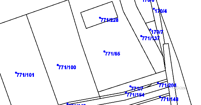 Parcela st. 771/65 v KÚ Loděnice u Berouna, Katastrální mapa