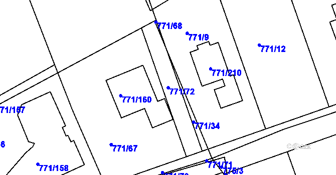 Parcela st. 771/72 v KÚ Loděnice u Berouna, Katastrální mapa