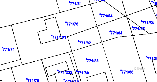Parcela st. 771/82 v KÚ Loděnice u Berouna, Katastrální mapa
