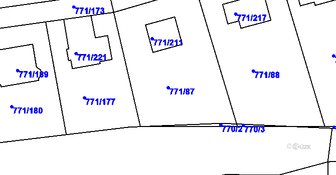 Parcela st. 771/87 v KÚ Loděnice u Berouna, Katastrální mapa