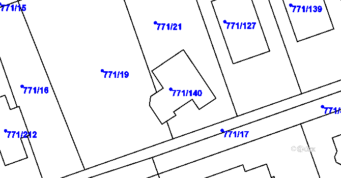 Parcela st. 771/140 v KÚ Loděnice u Berouna, Katastrální mapa