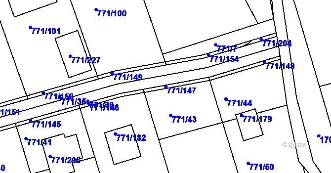 Parcela st. 771/147 v KÚ Loděnice u Berouna, Katastrální mapa