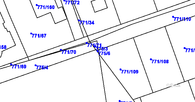 Parcela st. 775/6 v KÚ Loděnice u Berouna, Katastrální mapa
