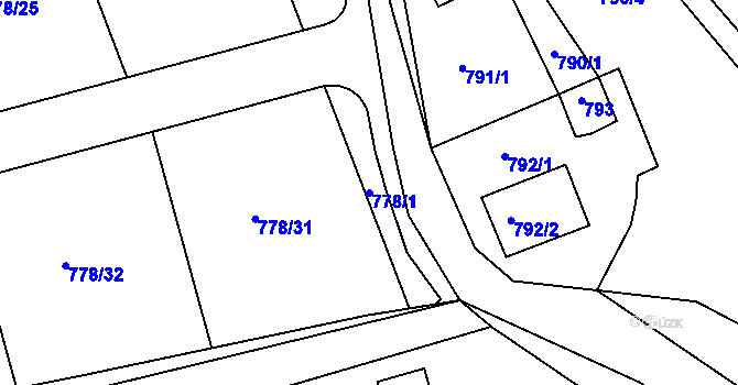 Parcela st. 778/1 v KÚ Loděnice u Berouna, Katastrální mapa