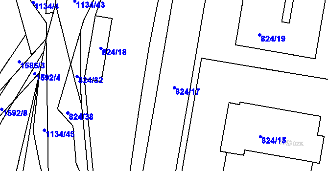 Parcela st. 824/17 v KÚ Loděnice u Berouna, Katastrální mapa