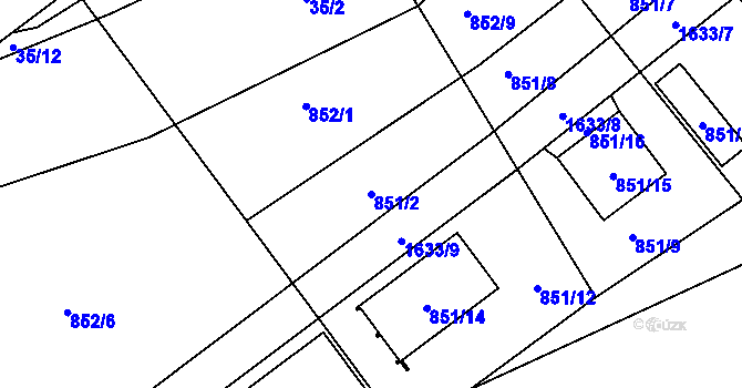 Parcela st. 851/2 v KÚ Loděnice u Berouna, Katastrální mapa