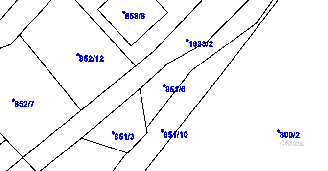 Parcela st. 851/6 v KÚ Loděnice u Berouna, Katastrální mapa