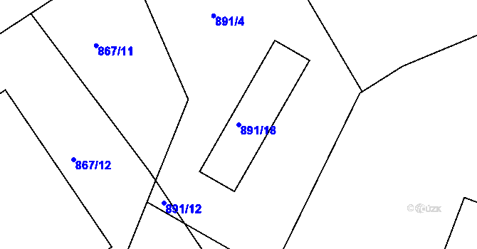 Parcela st. 891/18 v KÚ Loděnice u Berouna, Katastrální mapa
