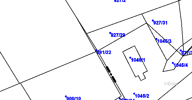 Parcela st. 891/22 v KÚ Loděnice u Berouna, Katastrální mapa