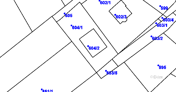 Parcela st. 604/2 v KÚ Loděnice u Berouna, Katastrální mapa