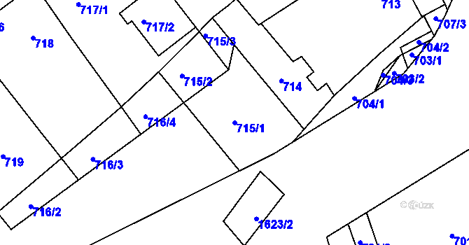 Parcela st. 715/1 v KÚ Loděnice u Berouna, Katastrální mapa