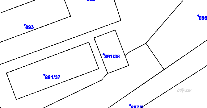 Parcela st. 891/38 v KÚ Loděnice u Berouna, Katastrální mapa