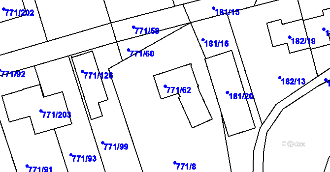 Parcela st. 771/62 v KÚ Loděnice u Berouna, Katastrální mapa