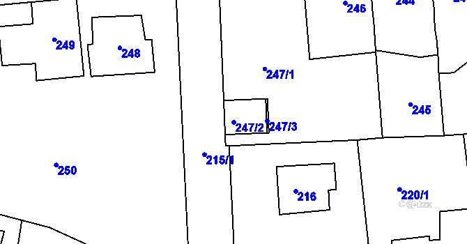 Parcela st. 247/2 v KÚ Loděnice u Berouna, Katastrální mapa