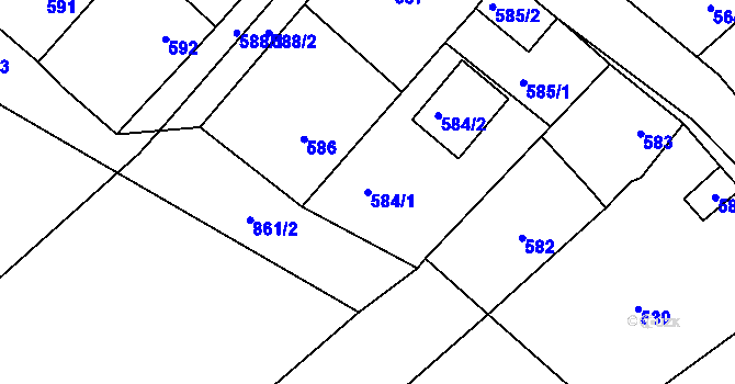 Parcela st. 584/1 v KÚ Loděnice u Berouna, Katastrální mapa