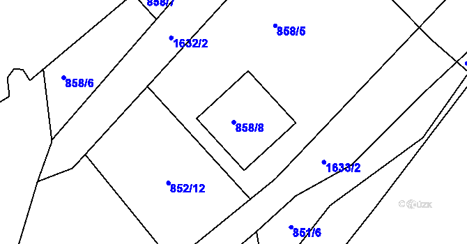 Parcela st. 858/8 v KÚ Loděnice u Berouna, Katastrální mapa