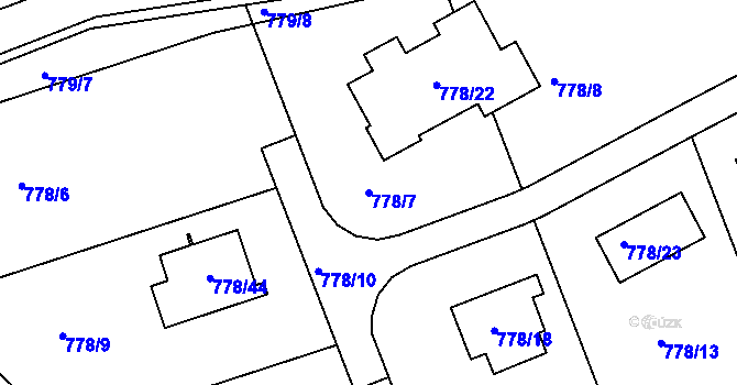 Parcela st. 778/7 v KÚ Loděnice u Berouna, Katastrální mapa