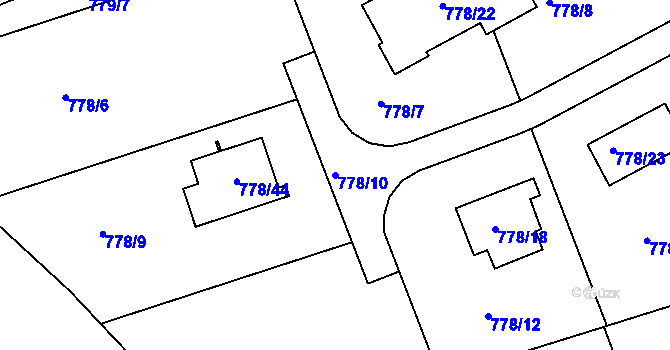 Parcela st. 778/10 v KÚ Loděnice u Berouna, Katastrální mapa