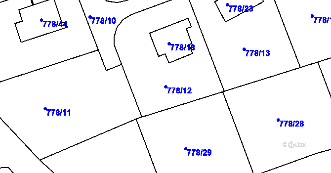 Parcela st. 778/12 v KÚ Loděnice u Berouna, Katastrální mapa