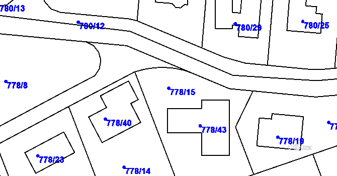 Parcela st. 778/15 v KÚ Loděnice u Berouna, Katastrální mapa