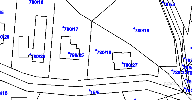 Parcela st. 780/18 v KÚ Loděnice u Berouna, Katastrální mapa