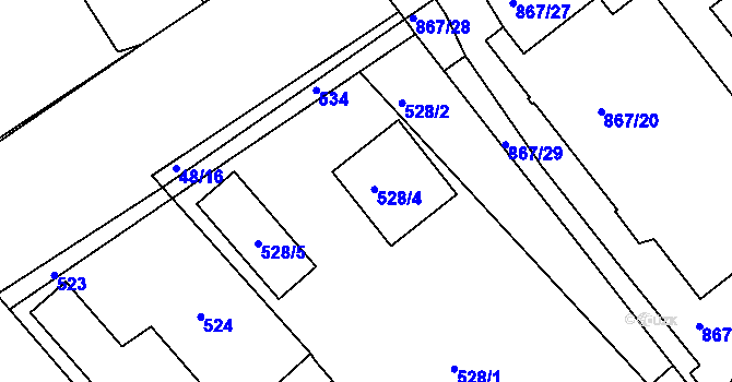 Parcela st. 528/4 v KÚ Loděnice u Berouna, Katastrální mapa