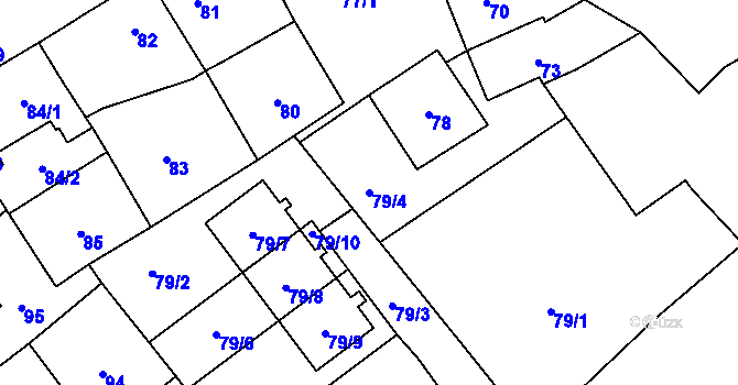 Parcela st. 79/4 v KÚ Loděnice u Berouna, Katastrální mapa