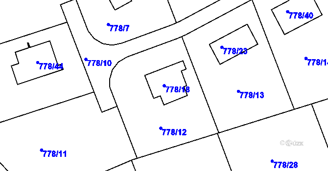 Parcela st. 778/18 v KÚ Loděnice u Berouna, Katastrální mapa