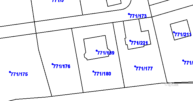 Parcela st. 771/189 v KÚ Loděnice u Berouna, Katastrální mapa