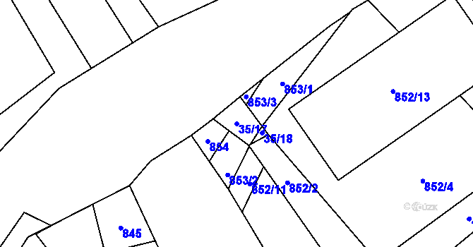 Parcela st. 35/17 v KÚ Loděnice u Berouna, Katastrální mapa