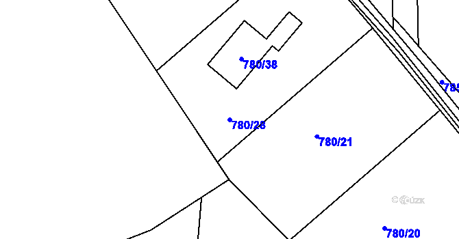 Parcela st. 780/28 v KÚ Loděnice u Berouna, Katastrální mapa