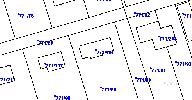 Parcela st. 771/194 v KÚ Loděnice u Berouna, Katastrální mapa