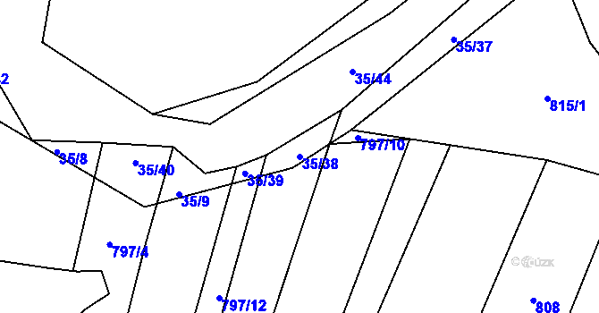 Parcela st. 35/38 v KÚ Loděnice u Berouna, Katastrální mapa